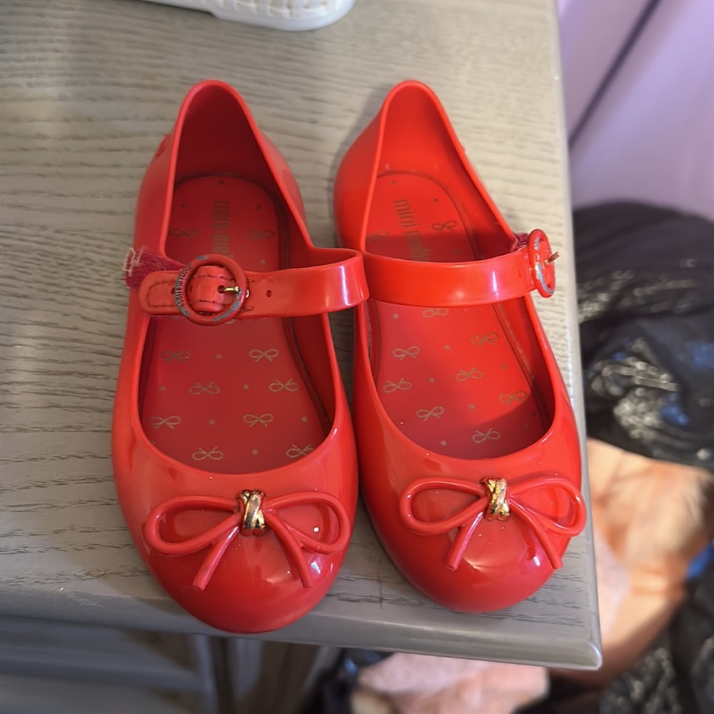 Mini melissa toddler girls red flat shoes us size 8